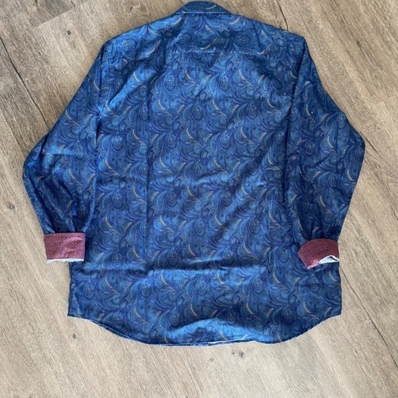 DANIEL Hechter Paris Long Sleeve Button Down Shirt, Blue Paisley, 2XL - Picture 10 of 16